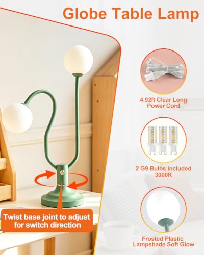 Green Globe Table Lamp Magic DIY Arms G9 Bulbs Included Dimmable (15-Green-Globe-2U-Magic DIY Arms)