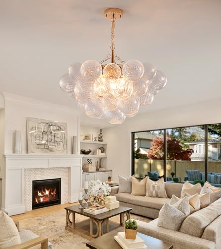 Modern Glass Ceiling Light (Ceiling Light 5-Light 25.2 inches Gold)