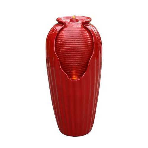 32'' Glazed Red Outdoor Water Fountain