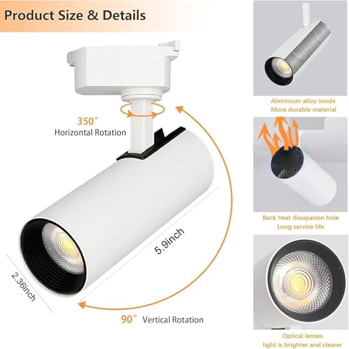 12 Lights White H Type Track Lighting Kit 6000K Cool White