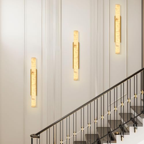 19.7" Wall Sconces Natural Alabaster Wall Sconce LED Indoor Vanity Lighting Fixtures for Bathroom