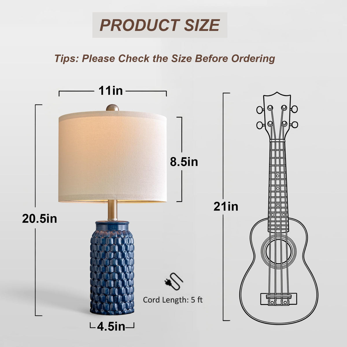 20.5" Small Bedside Lamps Set of 2 (20.5" Small - Blue)