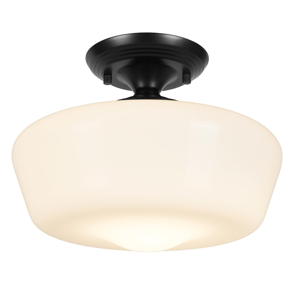 Schoolhouse Style Semi Flush Mount Ceiling Light Fixture (12"-Black / Medium)