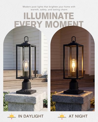 20In Outdoor Post Light (Black(No Sensor) / 20 in)