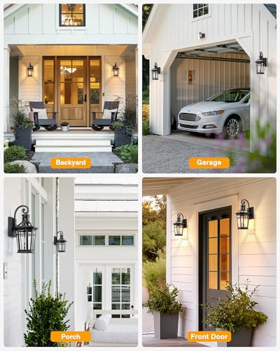 2 Packs Outdoor Lighting with Motion Sensor (Black / 2-Pack)