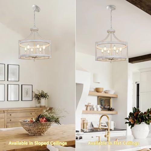 6 Light Farmhouse Chandelier (6 Lights Vintage White)