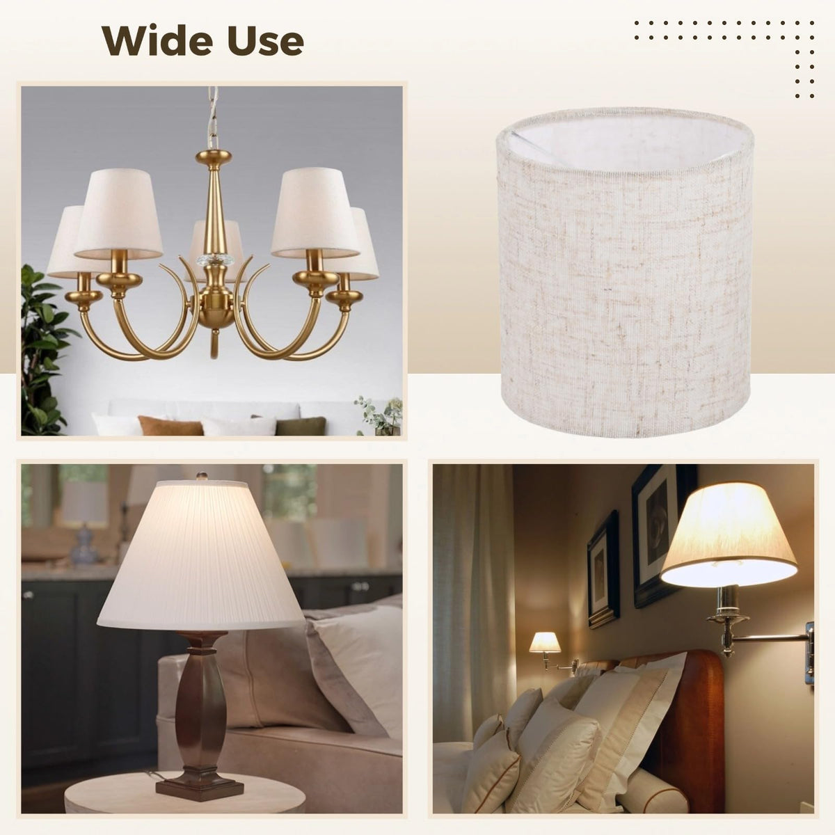 Chandelier Lamp Shades (Linen-6PCS)