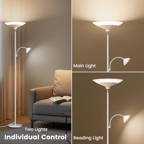 Torchiere Floor Lamp with Wood Grain Shade (Wood Grain)