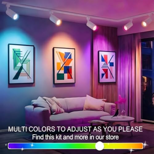 Plug in H Type LED Track Lighting Kits Dimmable RGB Ceiling Fixtures (White RGB)
