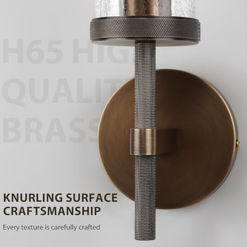 15" Knurled Brass Wall Sconces Set of 2 (Bronze-Crackle Tube / 15″-2 Pack)