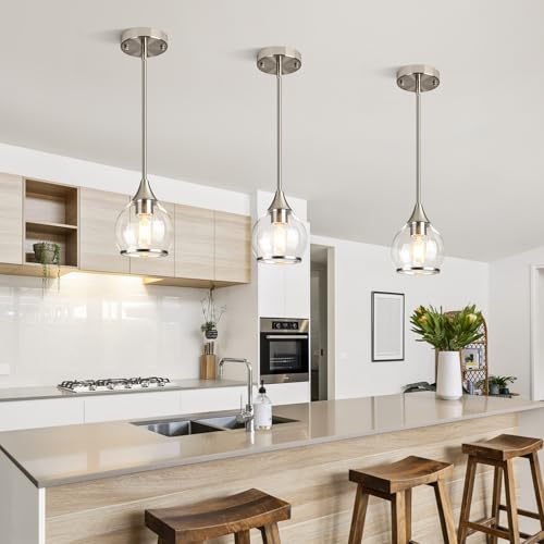 1 Piece Brushed Nickel Island Light for Kitchen (Brushed Nickel / 1-Light Pole Style)