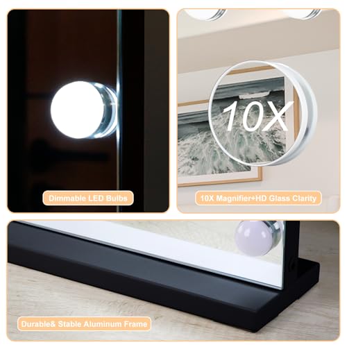 Vanity Mirror with Lights (Black / 23"L x 18"W)