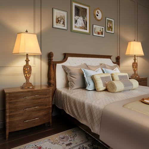29.5" Touch Control Traditional Table Lamp Set of 2 with USB A+C (Bronze / Large)