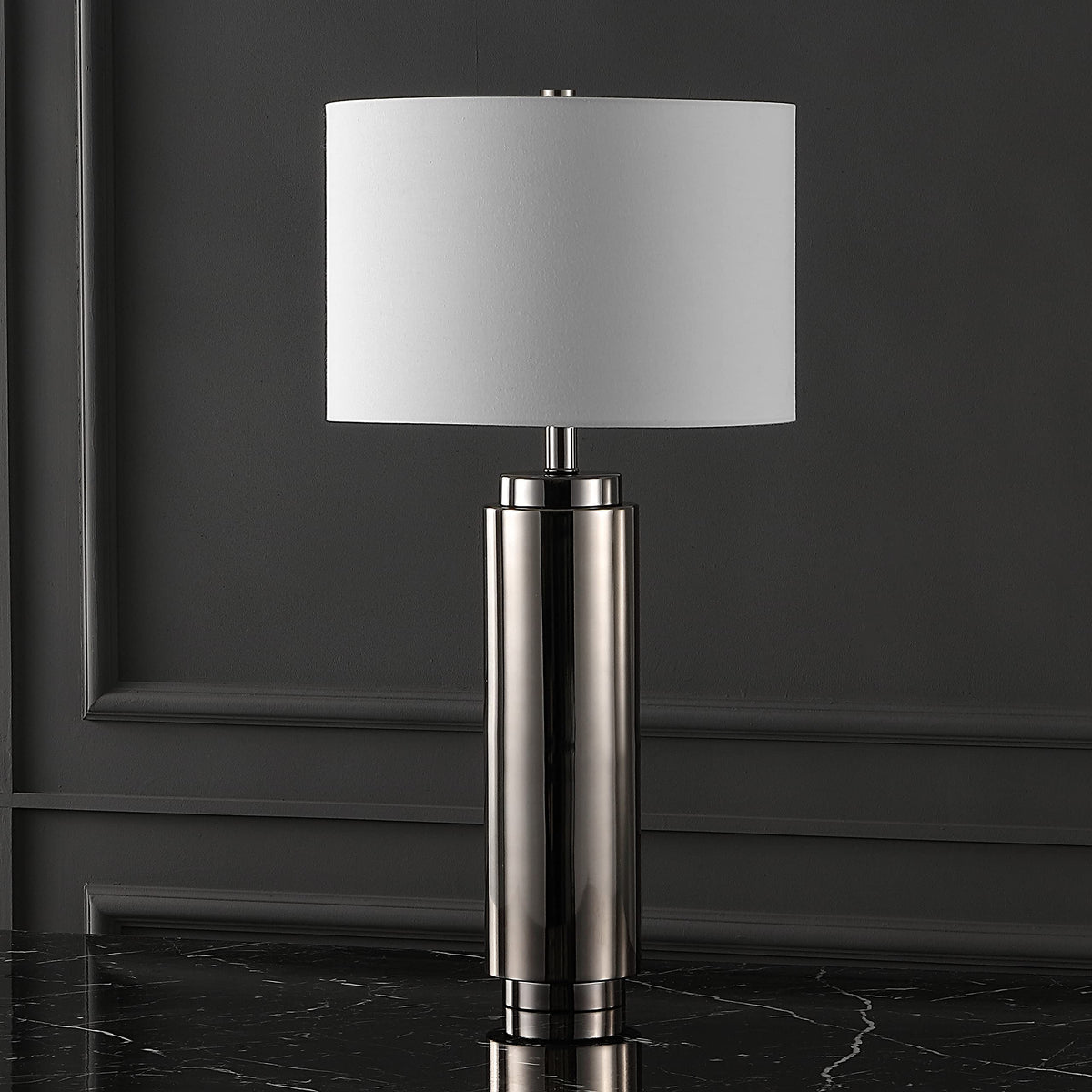 Couture Lighting Collection Terry Modern Metal Pillar Nickel (Nickel/White)