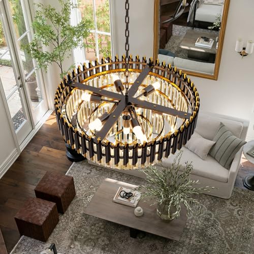 24 inch Black Gold Crystal Chandelier 5 (D24"XH17.6" Black)
