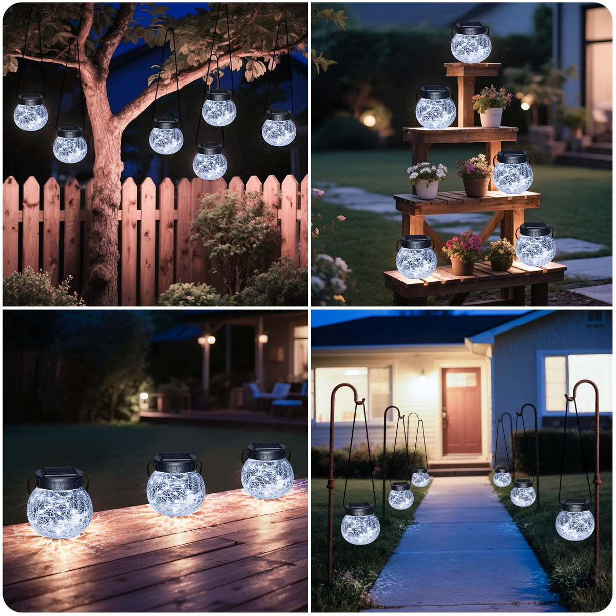 Solar Lanterns Outdoor Waterproof 2 Pack (Cold White / 2 Pack)