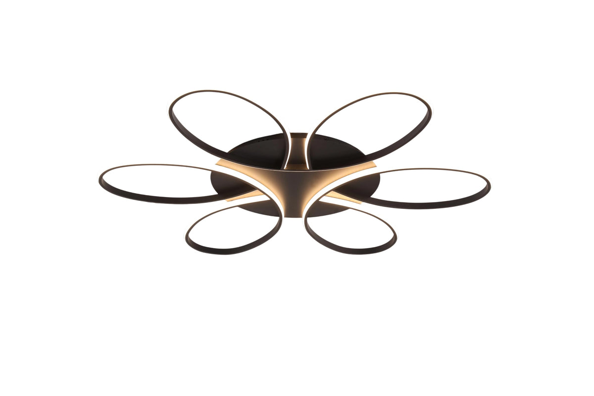 Modern LED Ceiling Light Fixture Black Flush Mount Ceiling Lamp with Remote Control Dimmable Rings Flower Shaped Ideal for Living Room Suite Bedroom Leisure Study Room Kitchen (750mm/29.5inch)