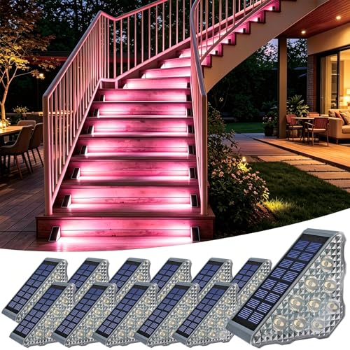 Solar Stair Lights 12 Pack (Pink / 12Pack)