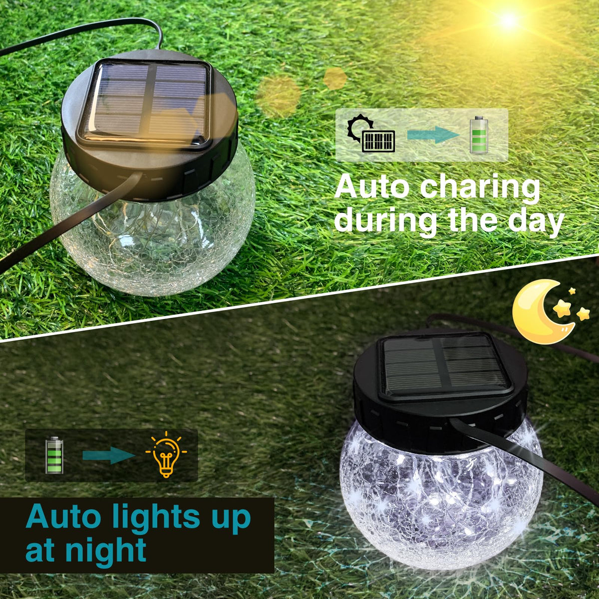 Solar Lanterns Outdoor Waterproof 2 Pack (Cold White / 2 Pack)