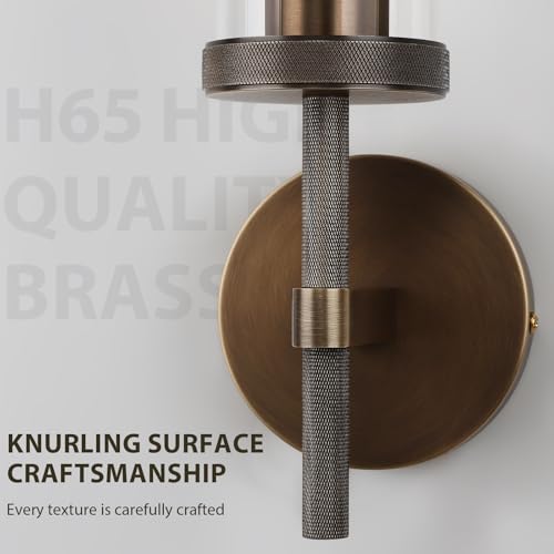 19.5" Knurled‑Craft Hardwired Bronze Wall Sconce (Bronze-Clear Tube / 19.5″-1 Pack)