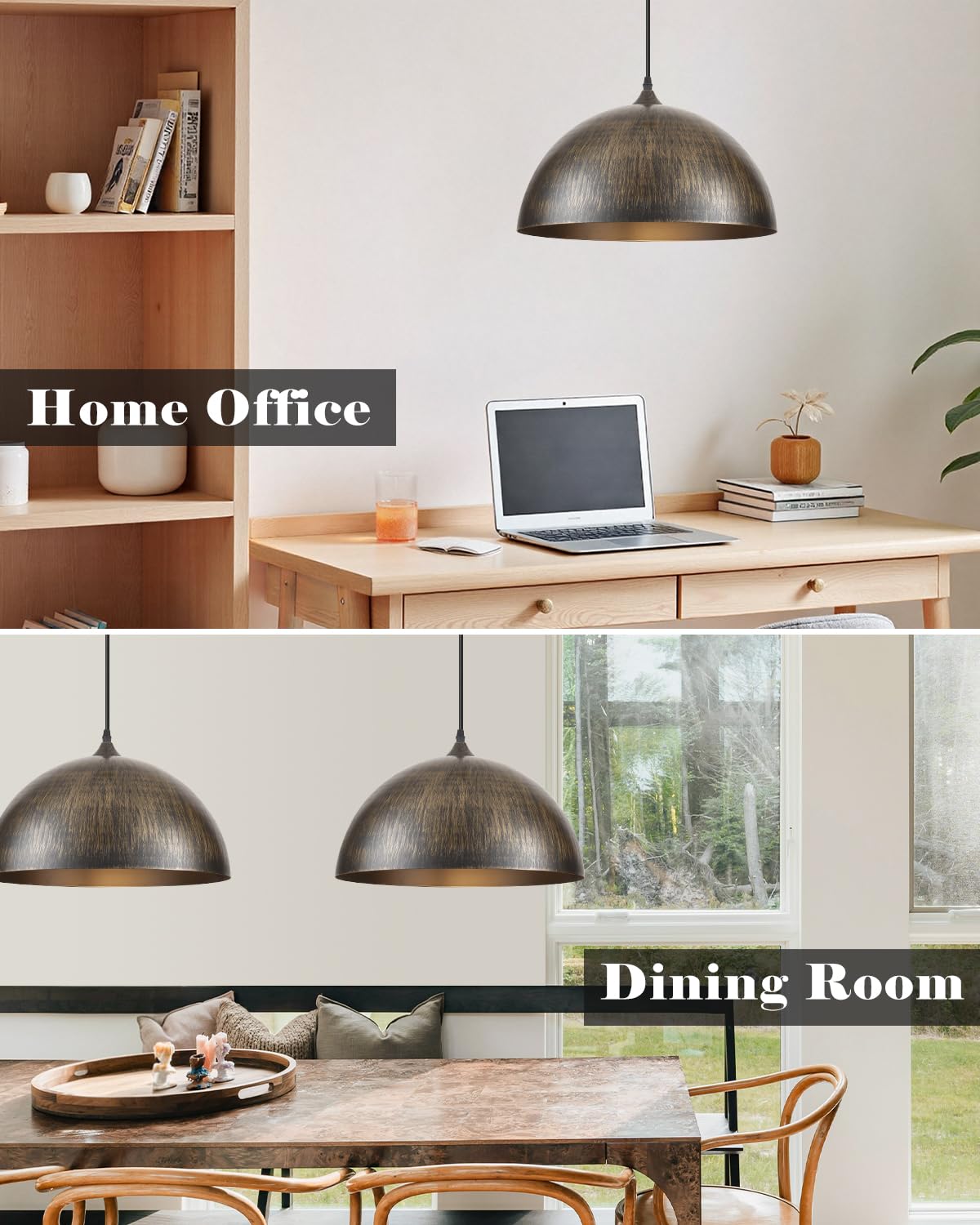 Brass Pendant Lights Kitchen Island (Brass+Black / 16"x2)
