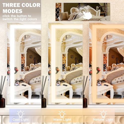 39" x 28" Extra Large Vanity Mirror with Lights (White / 39"L x 28"W)