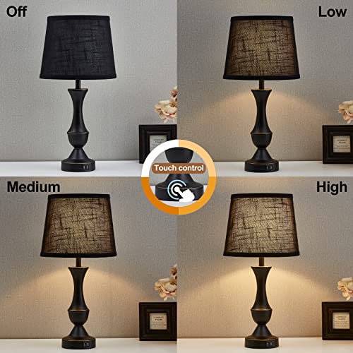 Black Touch Table Lamps Set of 2 (Black / 22in)