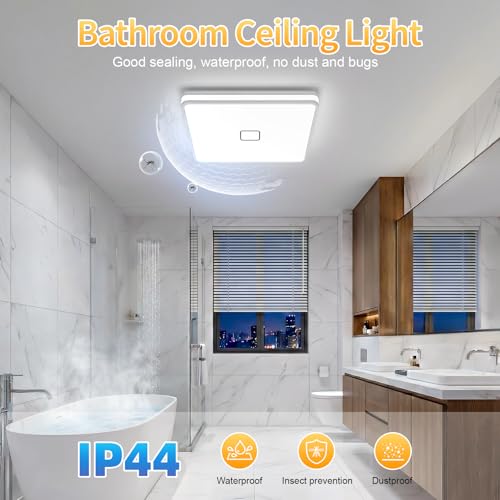LED Flush Mount Ceiling Light Fixture Dimmable with App Control (12.8 inch Square-3000K-5000K Adjustable)