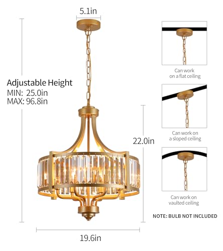 Gold Crystal Chandelier for Dining Room (Gold)