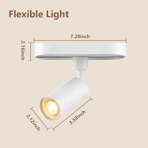 Mini Track Lighting Kit 3CCT 2PCS White Flexible Space Saving (White 3CCT / 2‑Light 0.6Ft Track Kit)