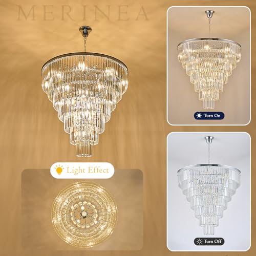 Chrome Crystal Chandeliers 22 Lights 36" Luxury Round Chandelier (Chrome / Large-35.4”)