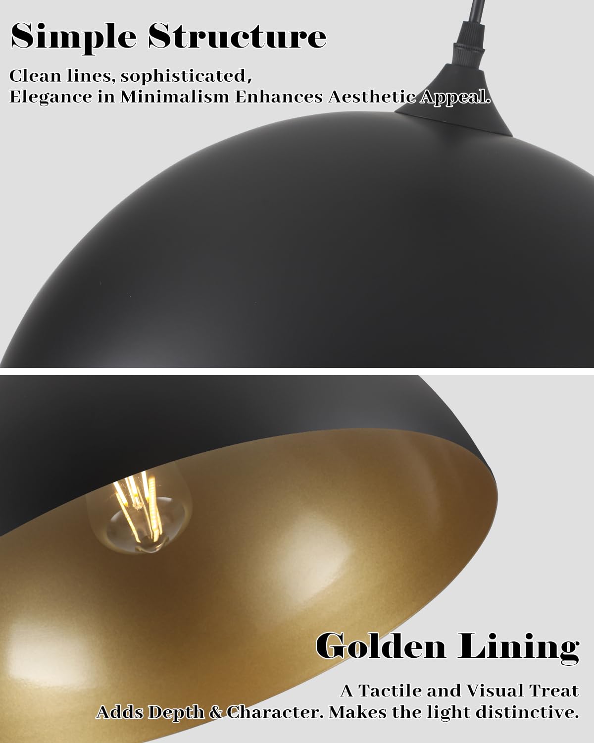 Black Pendant Lights Kitchen Island (Black+Gold / 16"x2)