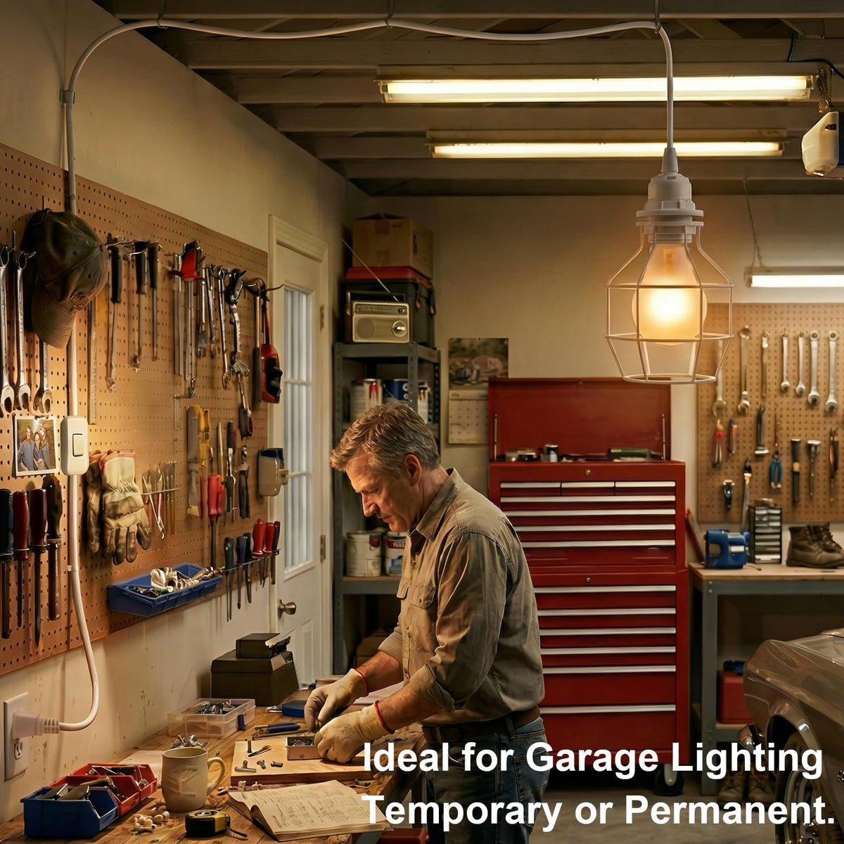 16Ft Plug in Pendant Light Hanging Cord Kit (White / 16FT)