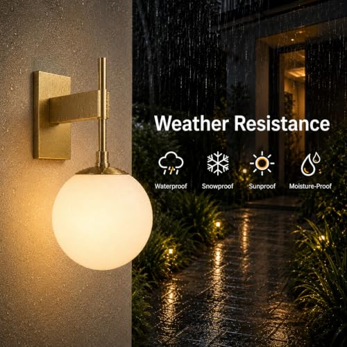Large Globe Outdoor Wall Sconce (Brass)