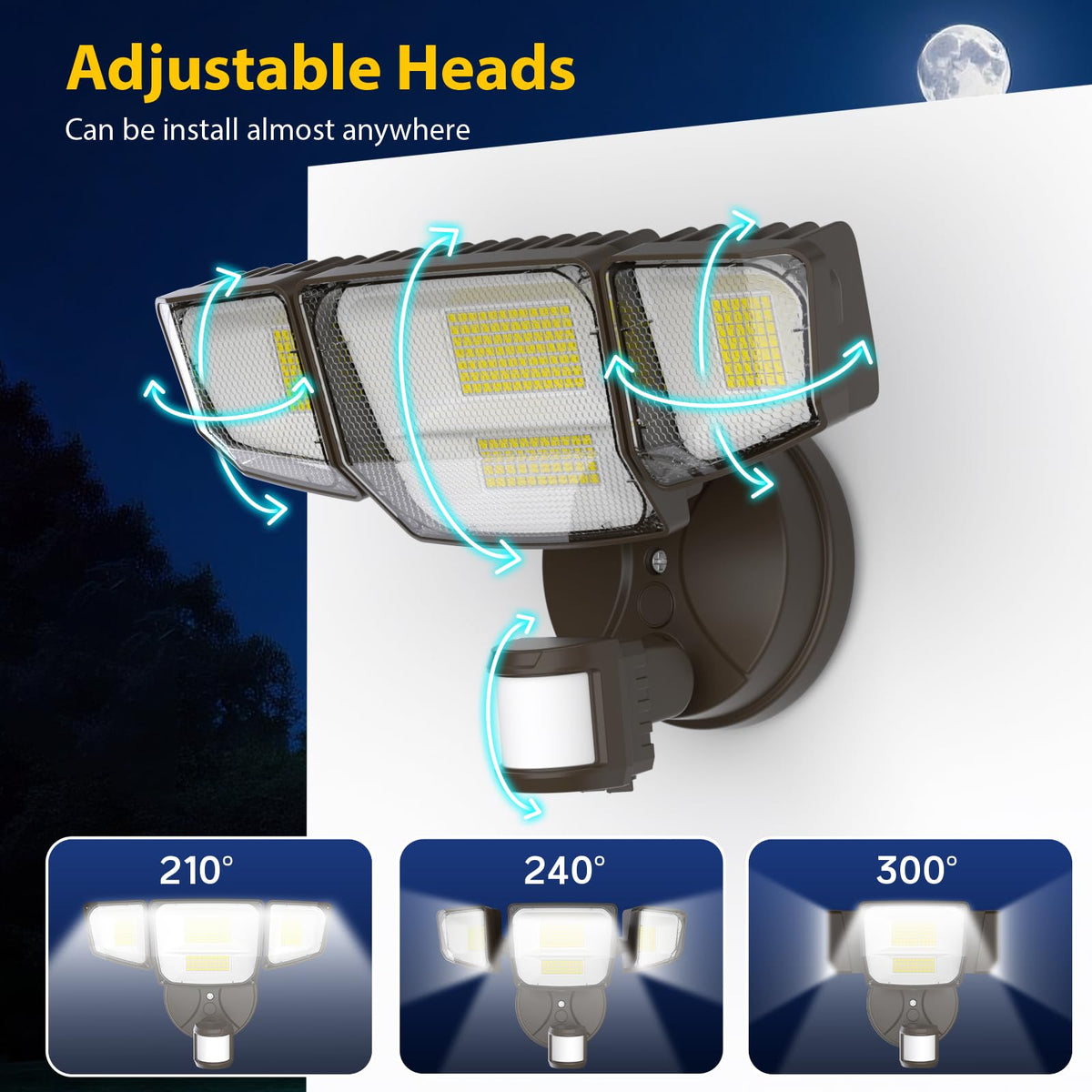 90W Motion Sensor Outdoor Lights (Brown)