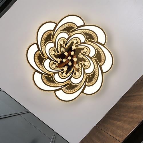 40inch Chrome Crystal Chanderliers for Living Room Modern Ceiling Chandelier for Dining Room LED Dimmable Lighting 2700k 4500k 6000k (Silver / Dia 40")