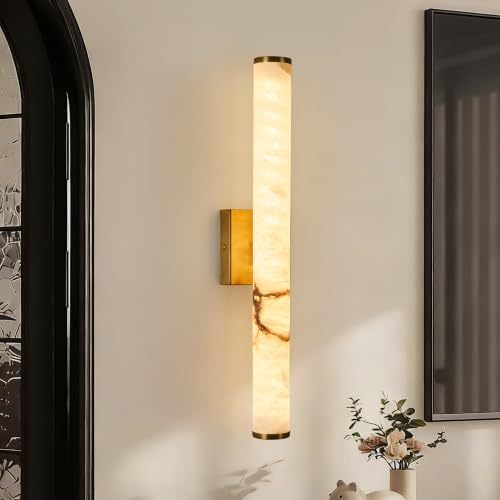Alabaster Wall Sconce Modern LED Marble Wall Light 23.6" (Gold-Warm light / 23.6in-1pack)