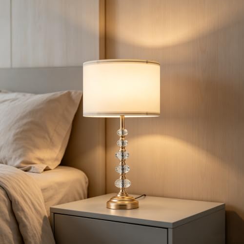 Crystal Table Lamp (Crystal bead column+White)