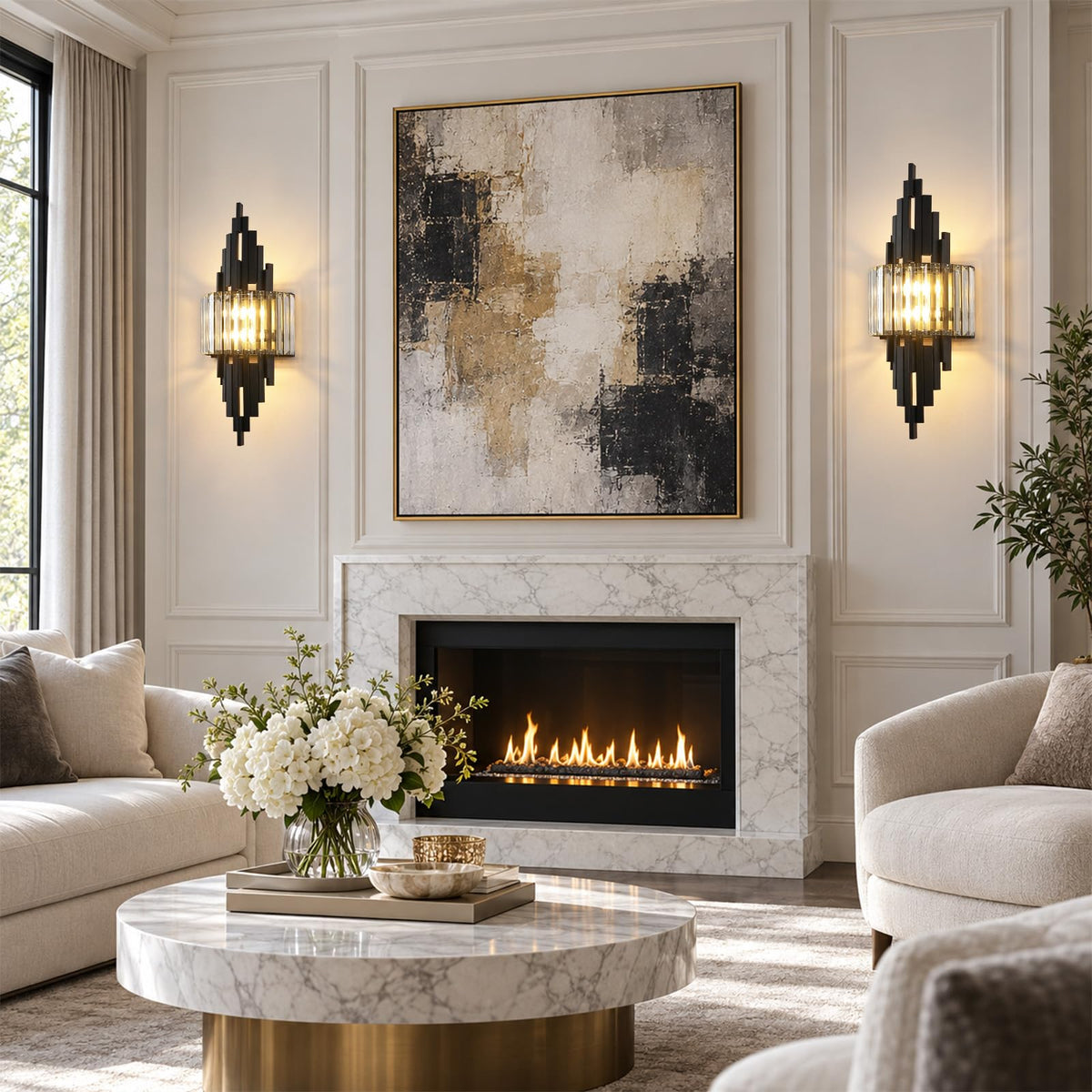 Black Crystal Wall Sconces Mid (Black Rectangle-1P)