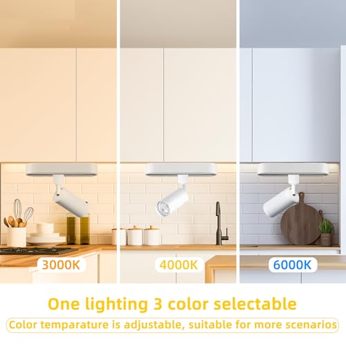 Mini Track Lighting Kit 3CCT 2PCS White Flexible Space Saving (White 3CCT / 2‑Light 0.6Ft Track Kit)