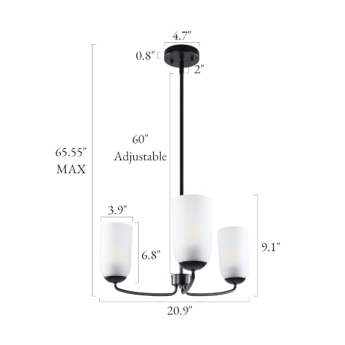 Black Pendant Lights Kitchen Island with Frosted Glass Shade