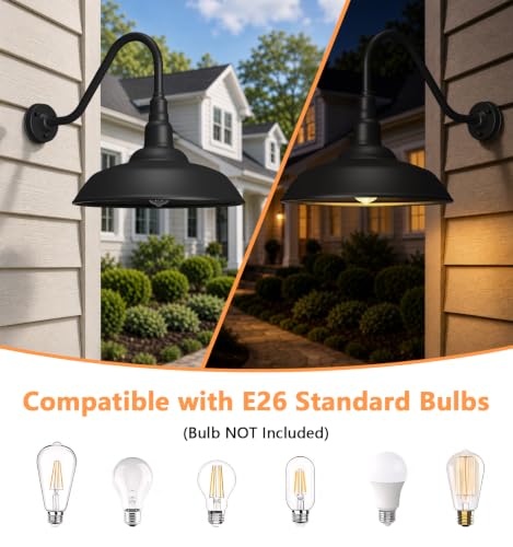 18" Large Gooseneck Barn Lights Outdoor (18 Dome - 2 Pack)