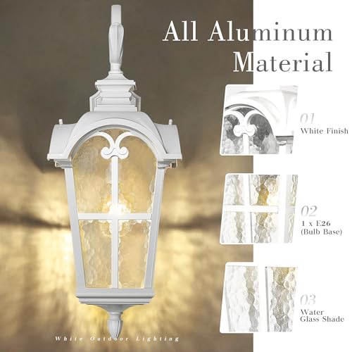 1 Light 28.7" Wall Sconce with Water Grain Glass (White - Water Glass / 28.7 Inch - No Function)