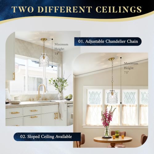 Pendant Light for Kitchen Island Modern Glass Hanging Light Fixture