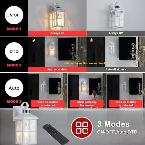 Porch Lights Outdoor with Remote (1 White RW)