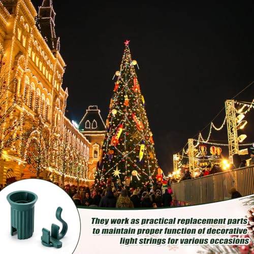 100 Pcs C7 E12 Replacement Sockets for Christmas Lights (Green)