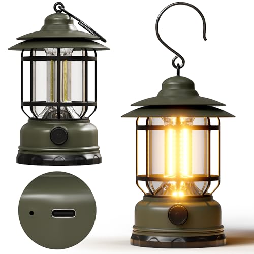 Retro Portable LED Green Battery Powered Camping Lanterns Light