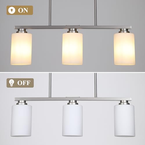 Island Light for Kitchen (Brushed Nickel / 3 Light + Milk Glass)