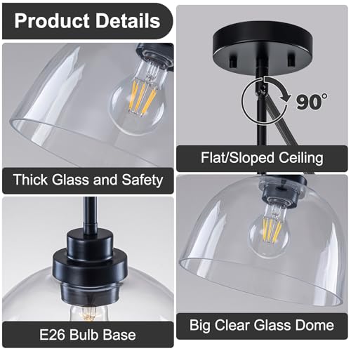 Black Pendant Lights Kitchen Island 9" (Black / 1 Light)