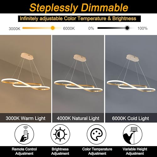 Luxury Gold 39.4in Modern LED Pendant Chandelier (Gold / 39.37in)